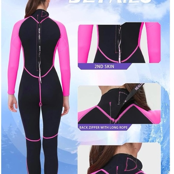 REALON Womens Small Wetsuits 2mm, Adult One Piece Full Body Long Sleeve - Picture 6 of 8